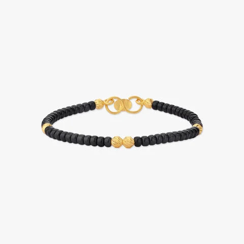 Black Bead Gold Bangles for Kids